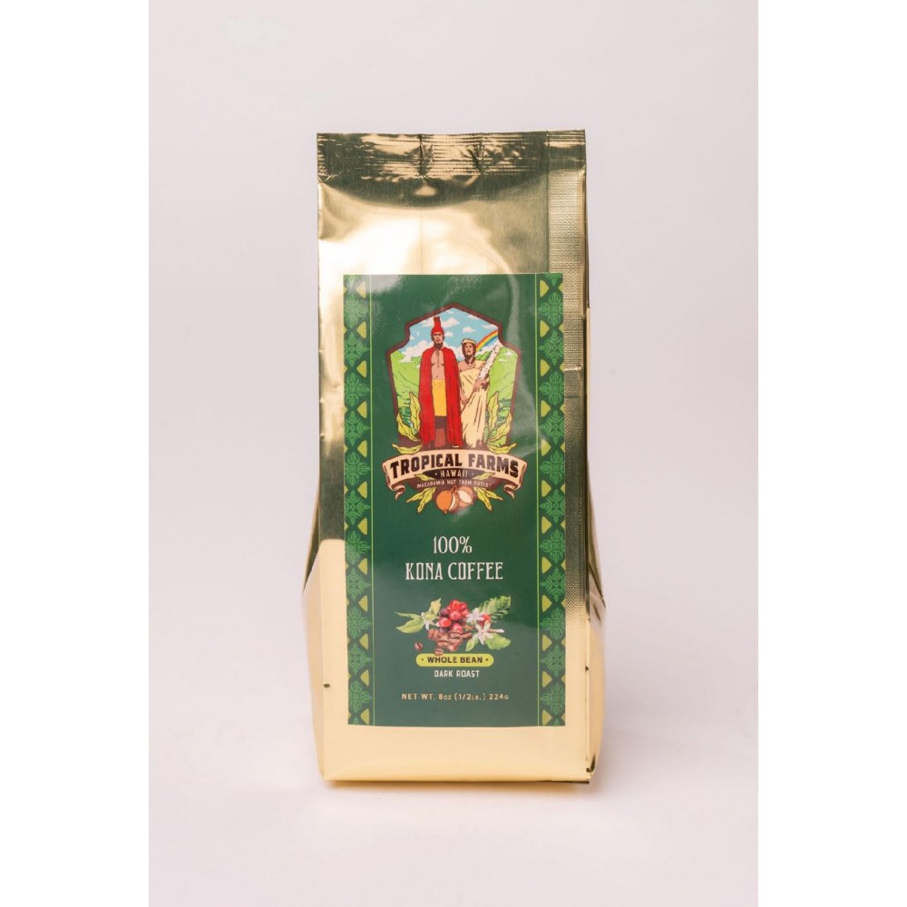 100% Whole Bean Kona Coffee 8 oz - Tropical Farms - The Macadamia